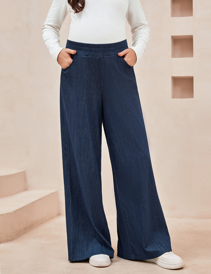 Wide Leg Stretchy Maternity Jeans Pants with Pockets