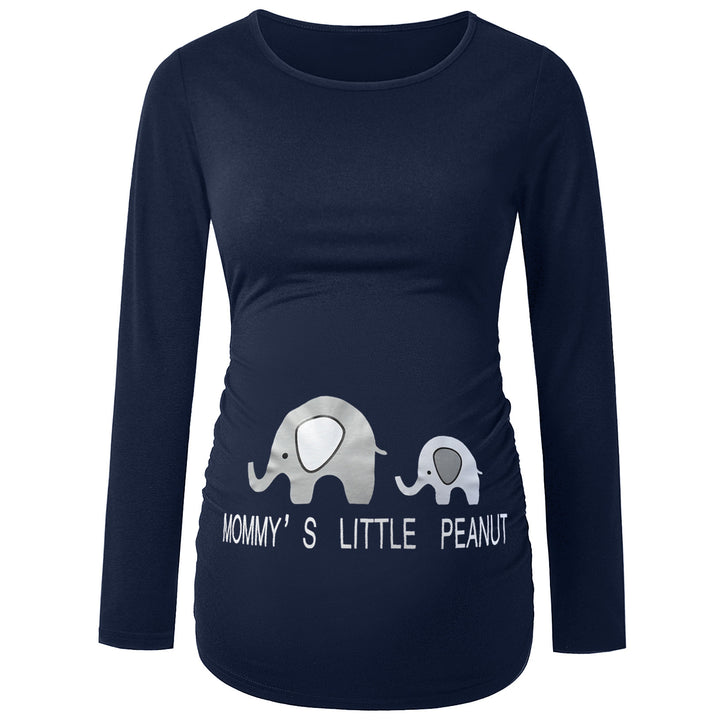 Cute Elephant Pattern Long Sleeve Maternity Top