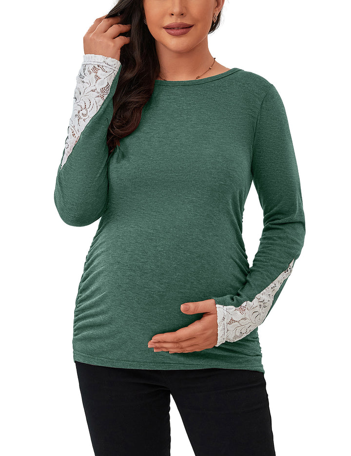 Lace Trim Sleeve Casual Pregnancy Tees