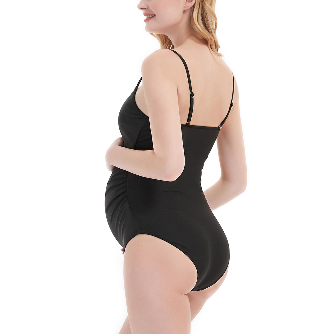 Bhome Maternity One Piece Swimsuit with Adjustable Spaghetti Straps