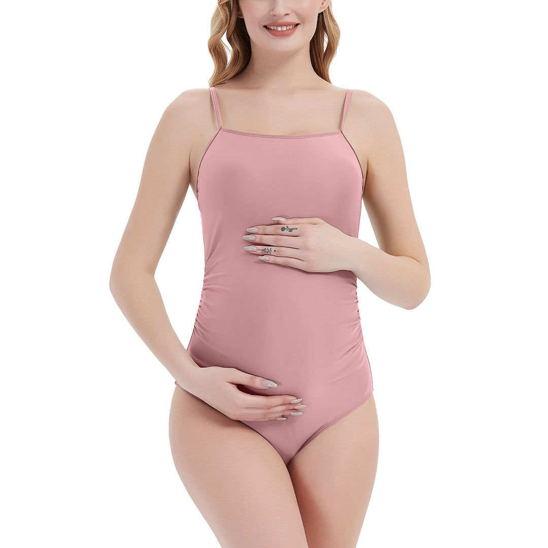 Bhome Maternity One Piece Swimsuit with Adjustable Spaghetti Straps