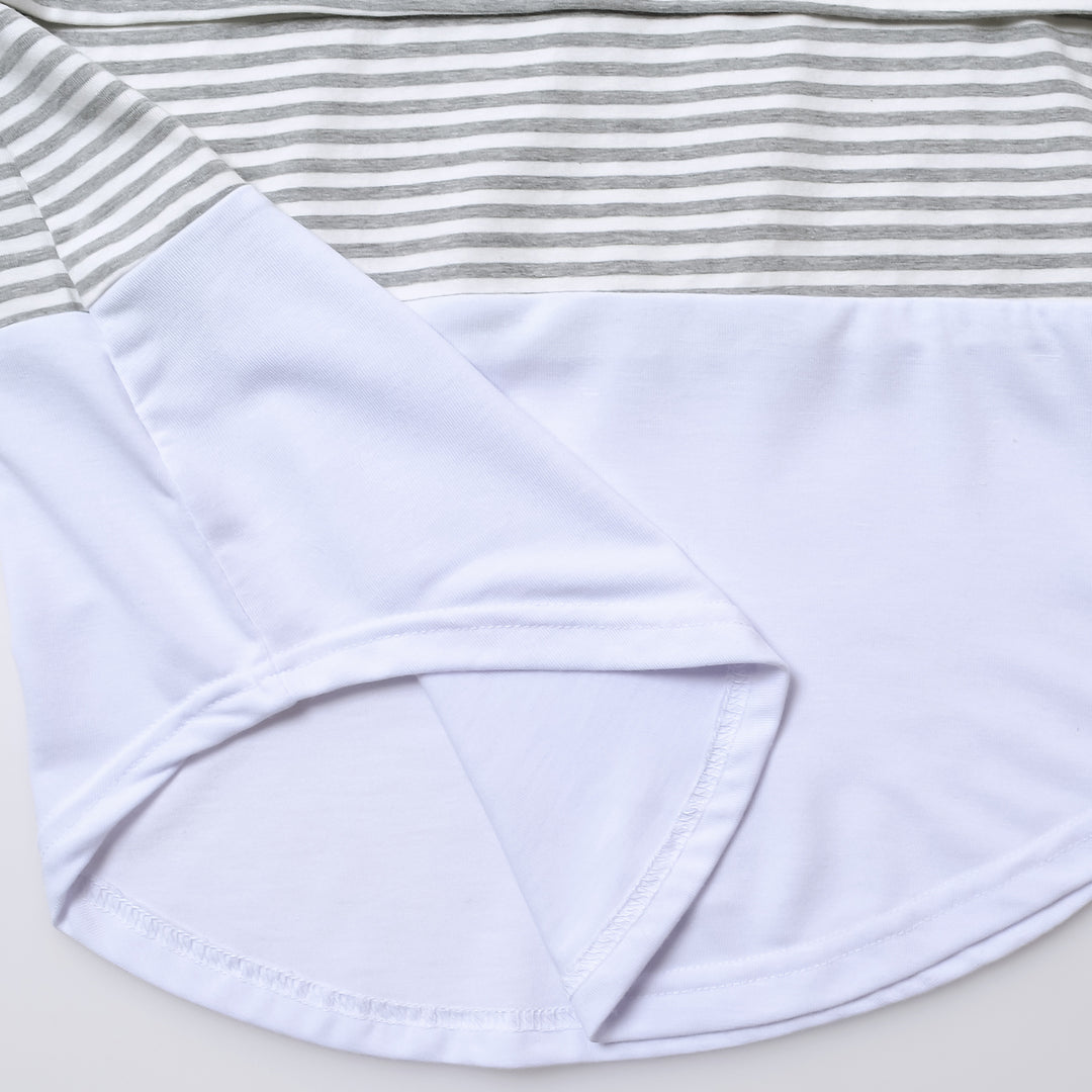 Short Sleeve Breastfeeding Color Block Maternity Top