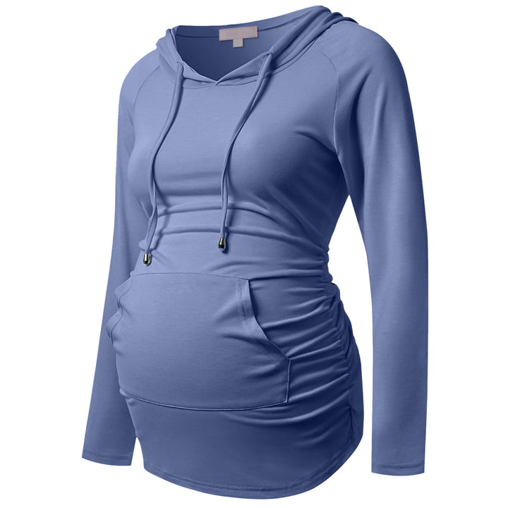 Simple Design Long Sleeve Maternity Top with Pockets