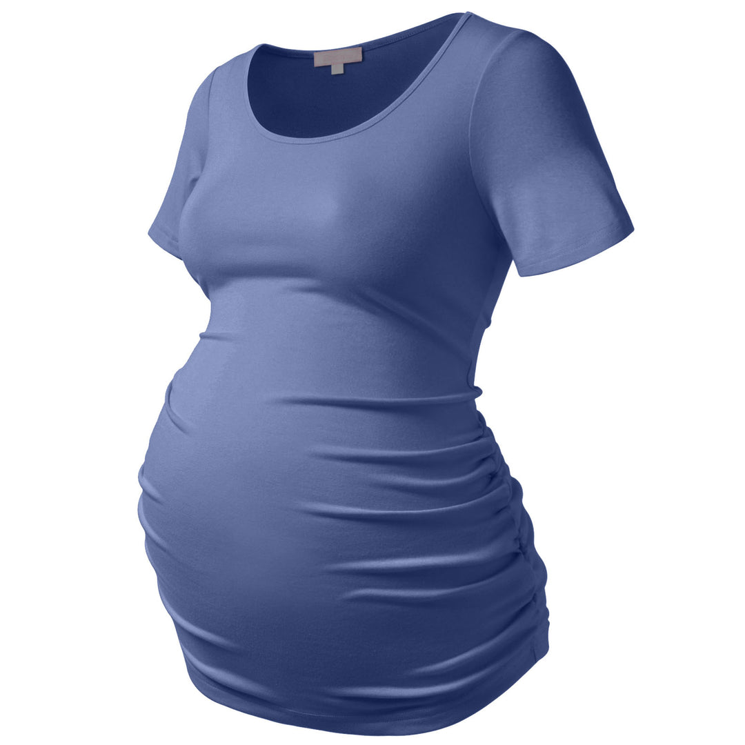 Basic Solid Color Maternity Shirts in Short Sleeves