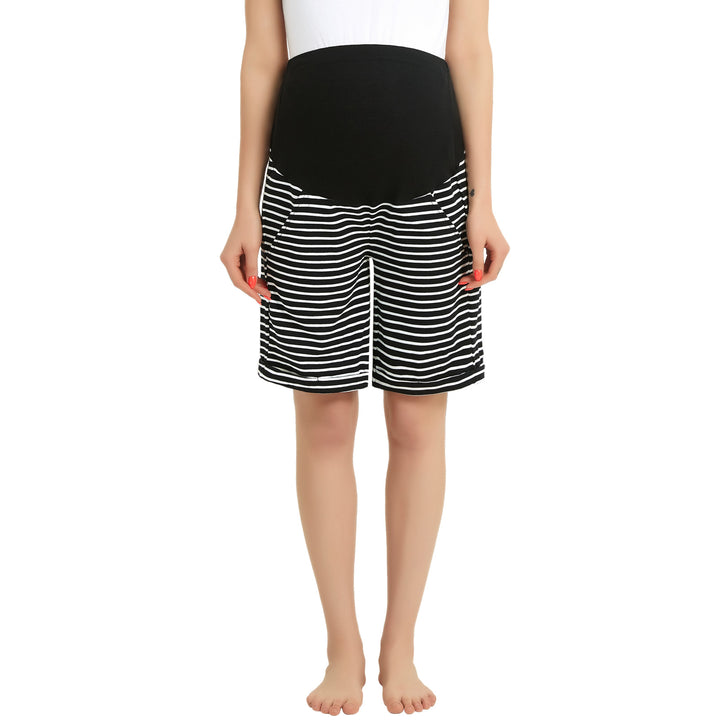 Bhome Maternity Bermuda Shorts Over The Belly Pants with Pockets