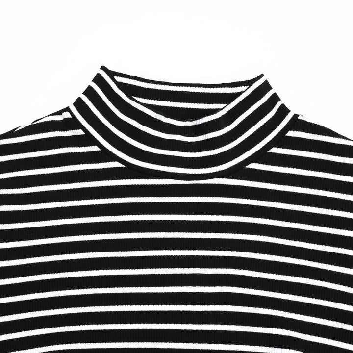 Striped Mock Neck Maternity Long Sleeve Sweater Knit