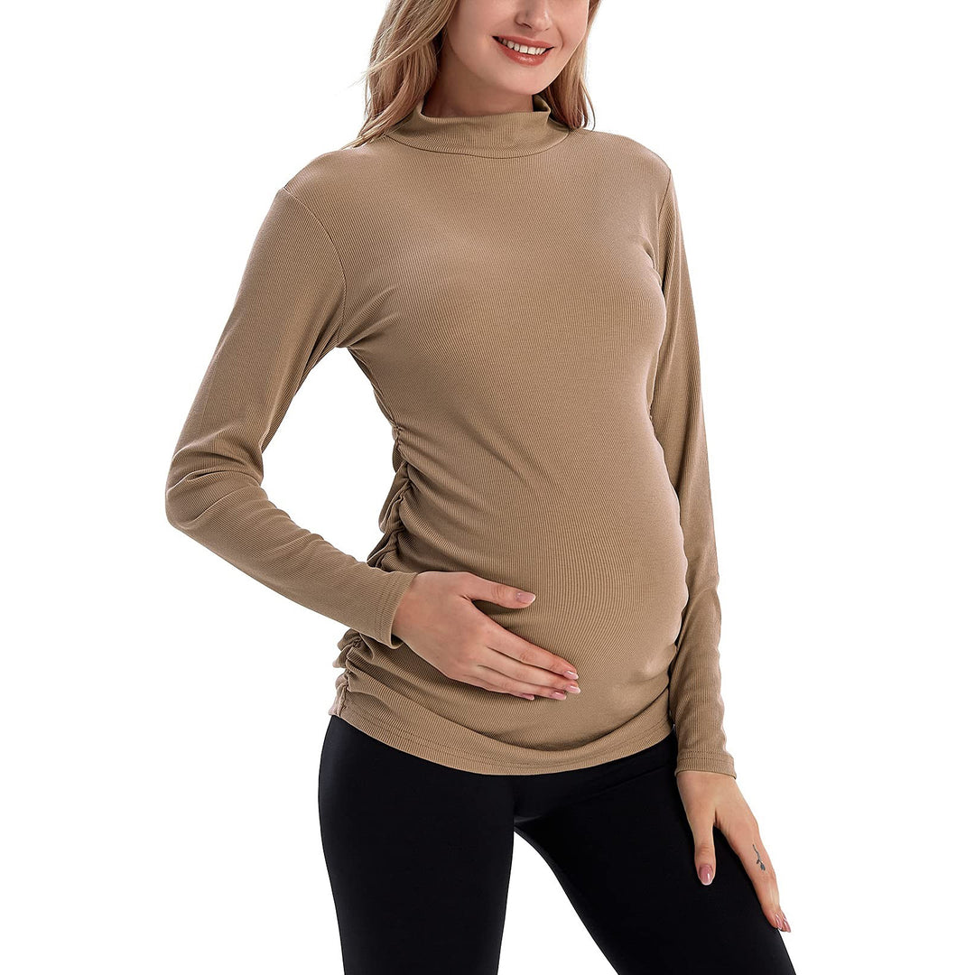Bhome Ribbed Mock Neck Maternity Long Sleeve Knit