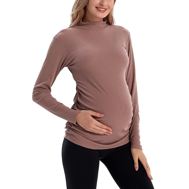 Bhome Ribbed Mock Neck Maternity Long Sleeve Knit