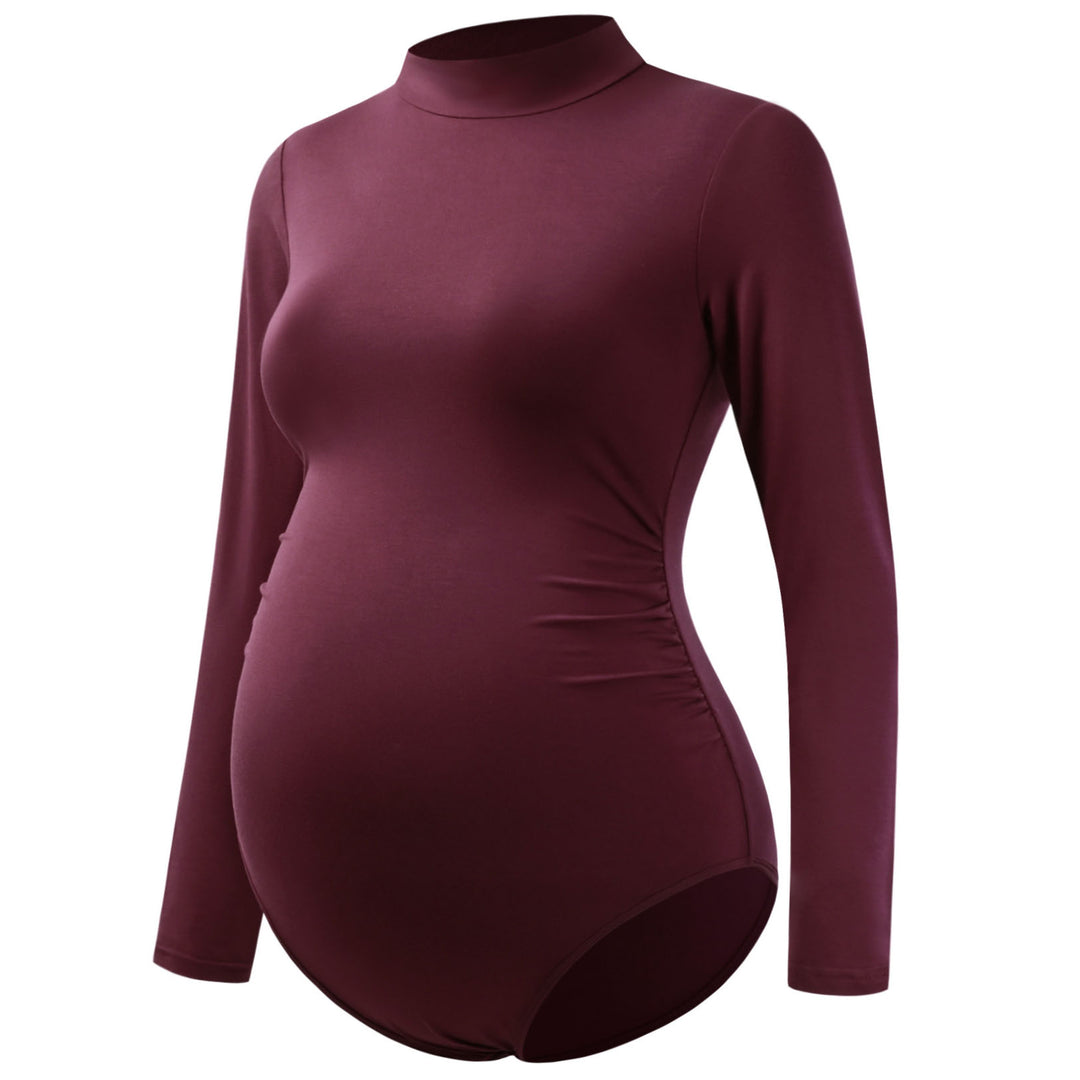 Mock Neck Long Sleeve Bodysuit for Pregnant Photoshoot
