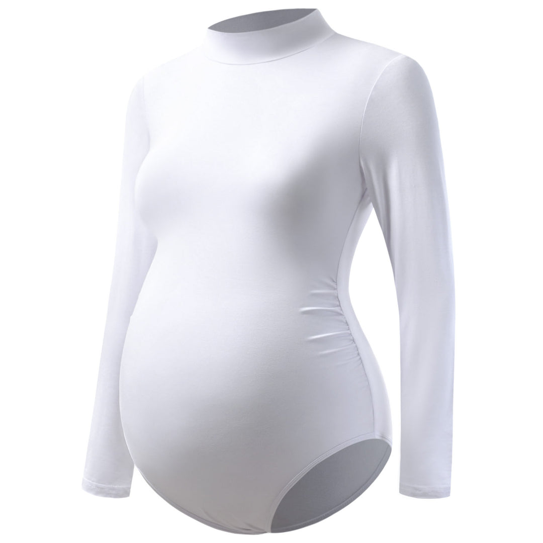 Mock Neck Long Sleeve Bodysuit for Pregnant Photoshoot
