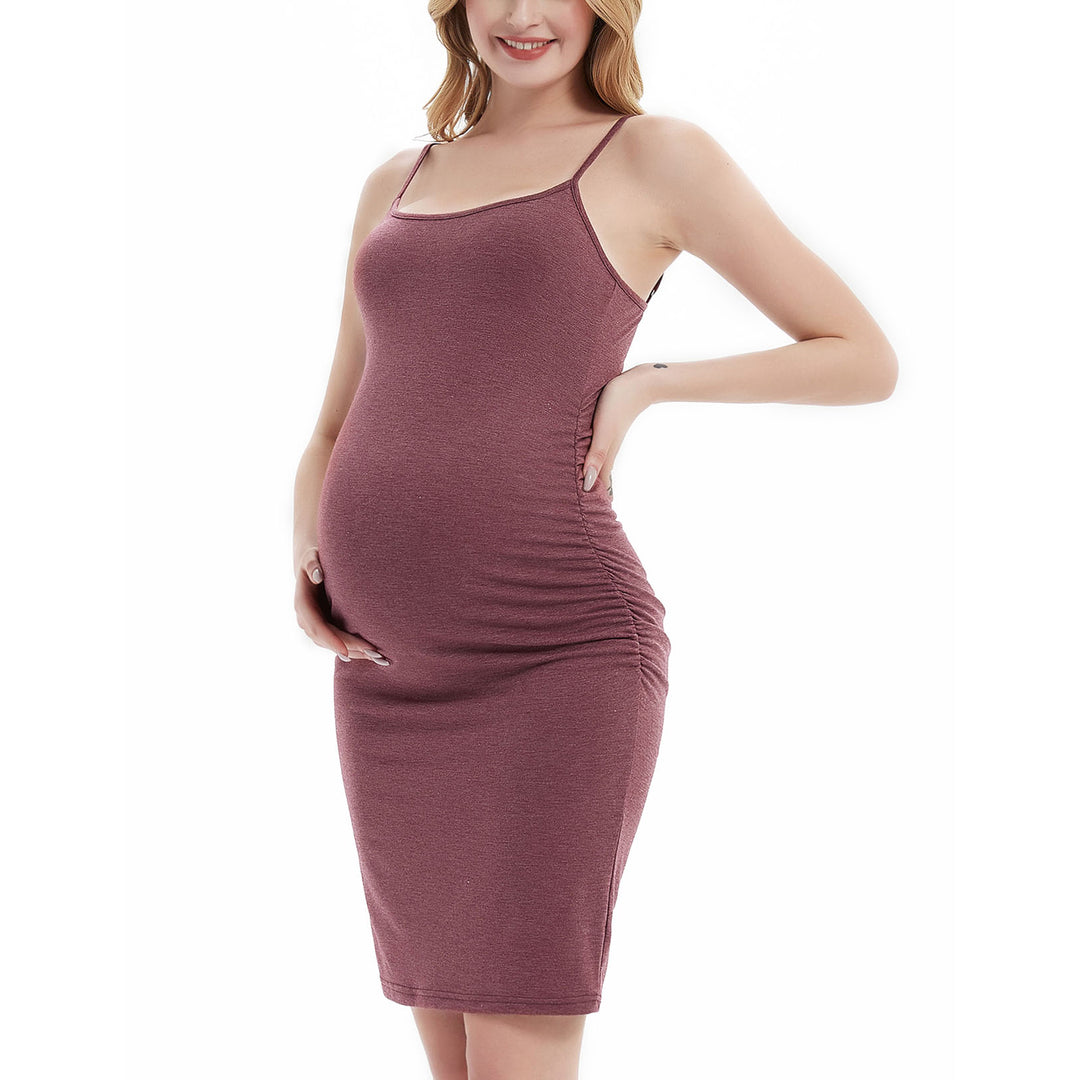 Bhome Spaghetti Straps Maternity Bodycon Dress for Summer