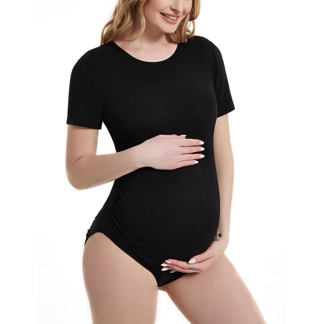 Short Sleeve Pregnancy Bodysuit Leotard Style for Photoshooting
