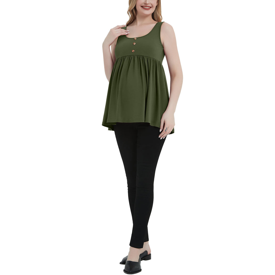 Bhome Maternity Sleeveless Tank Top with Buttons