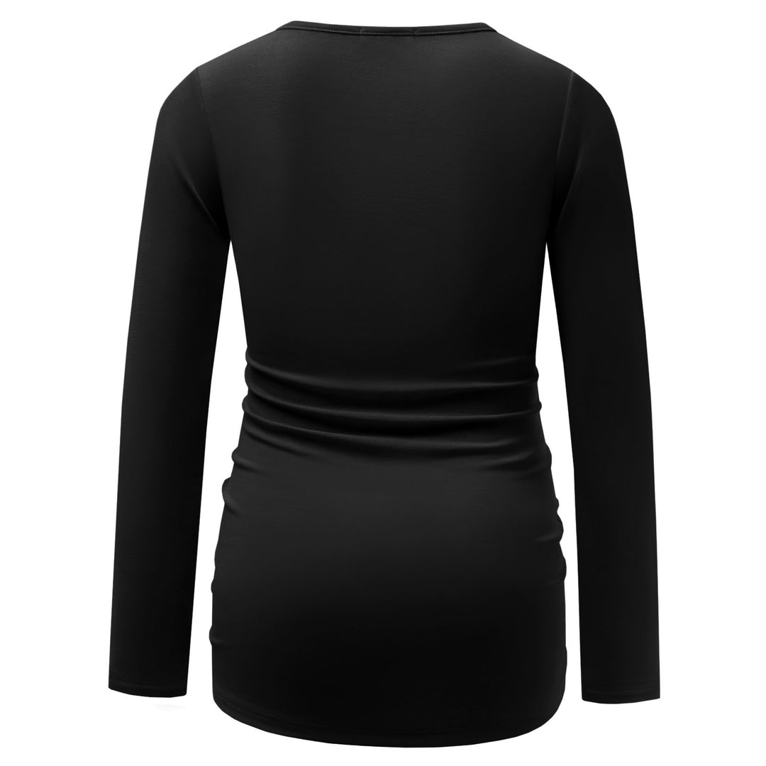 Square Neck Long Sleeve Slim Fitted Maternity Top