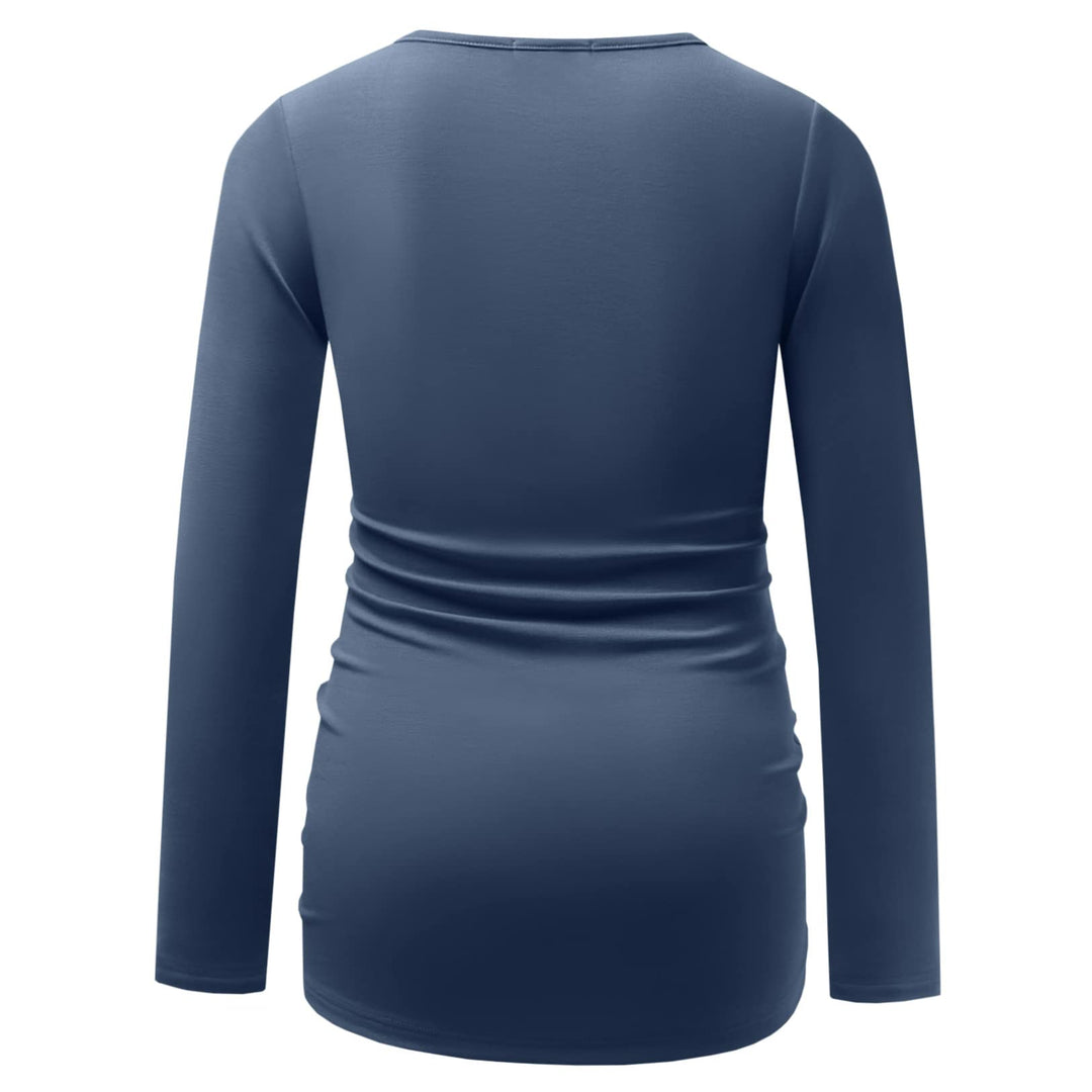 Square Neck Long Sleeve Slim Fitted Maternity Top