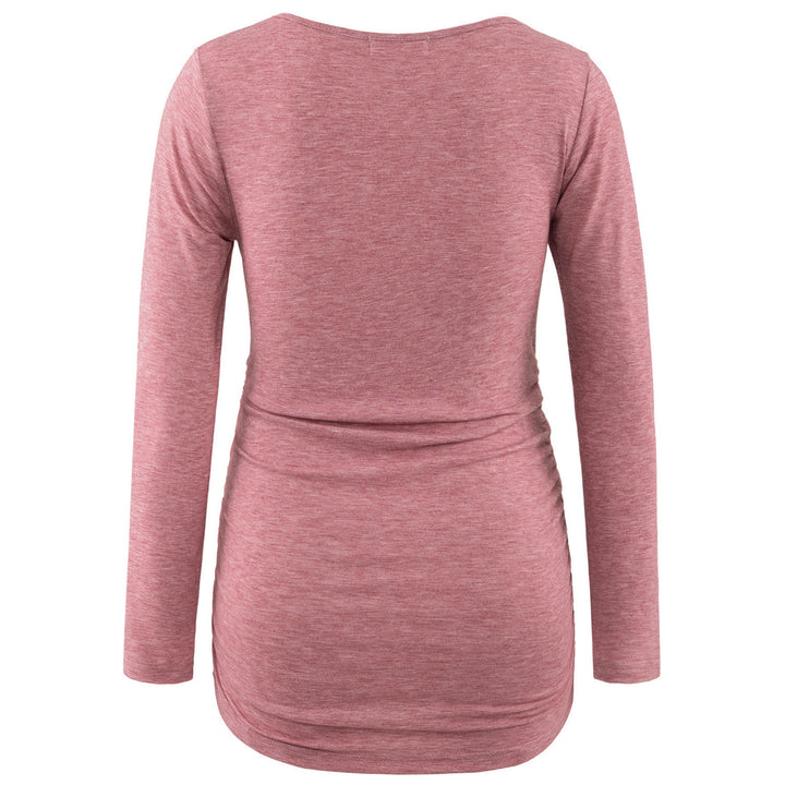 Long Sleeve Basic Top Ruch Sides Bodycon Tshirt for Pregnant Women