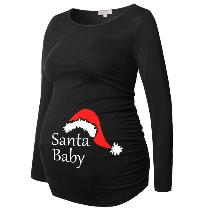 Christmas Long Sleeve Ruch Sides Bodycon Basic Top