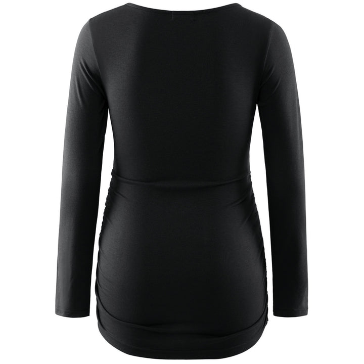 Christmas Long Sleeve Ruch Sides Bodycon Basic Top