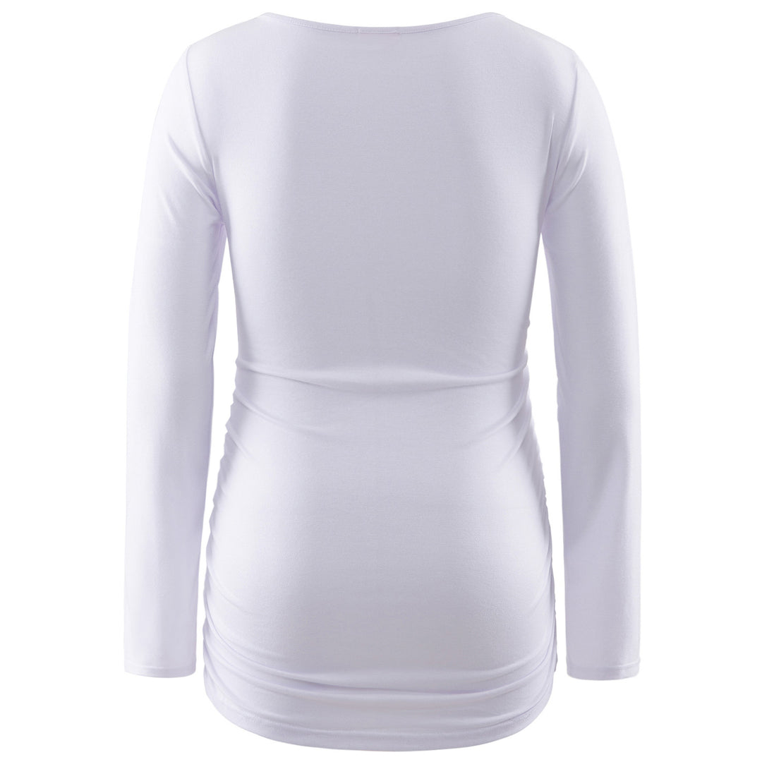 Long Sleeve Basic Top Ruch Sides Bodycon Tshirt for Pregnant Women