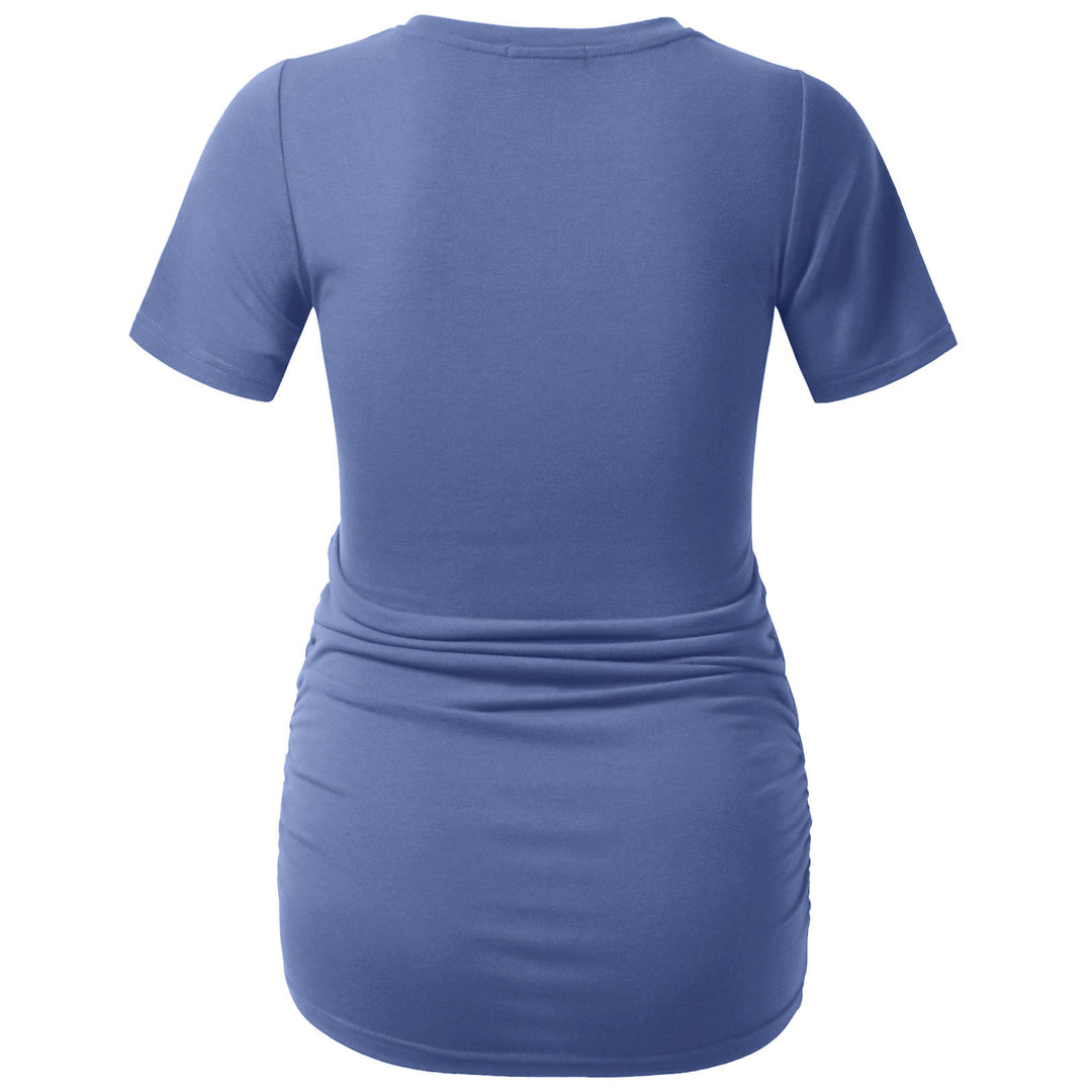 Bhome Short Sleeve V Neck Pregnancy Top in Side Ruched Design