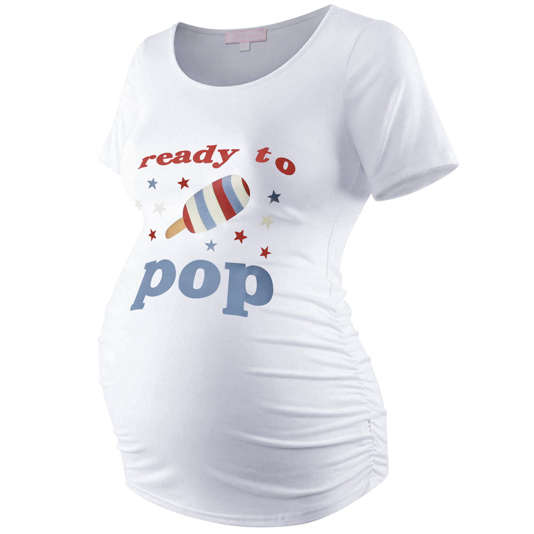 Ready to Pop Pattern Short Sleeve Maternity Top