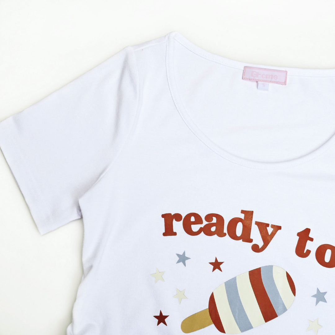 Ready to Pop Pattern Short Sleeve Maternity Top