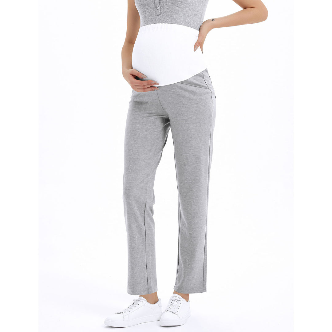 Stretch High Waisted Maternity Work Pants for Office Ladies