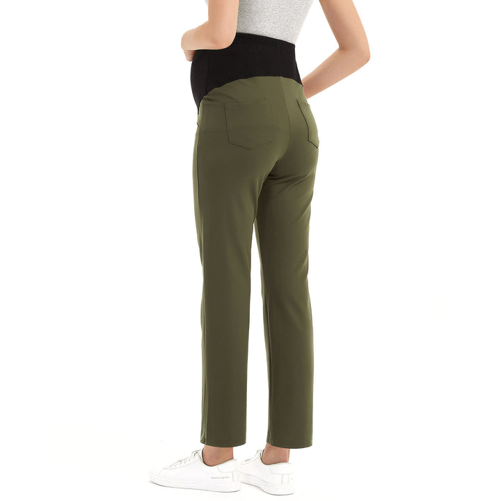 Stretch High Waisted Maternity Work Pants for Office Ladies