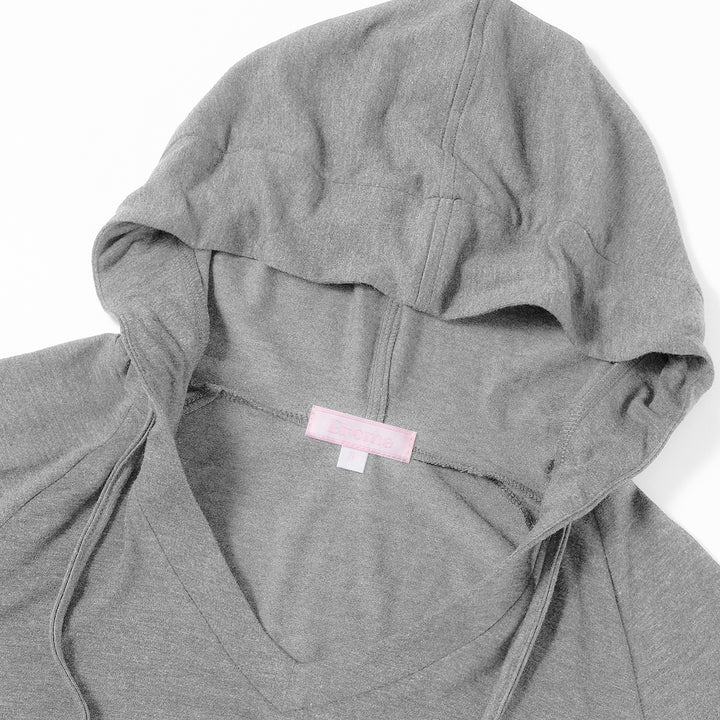Long Sleeve Hoodie Top Sweatshirt in V Neck Style