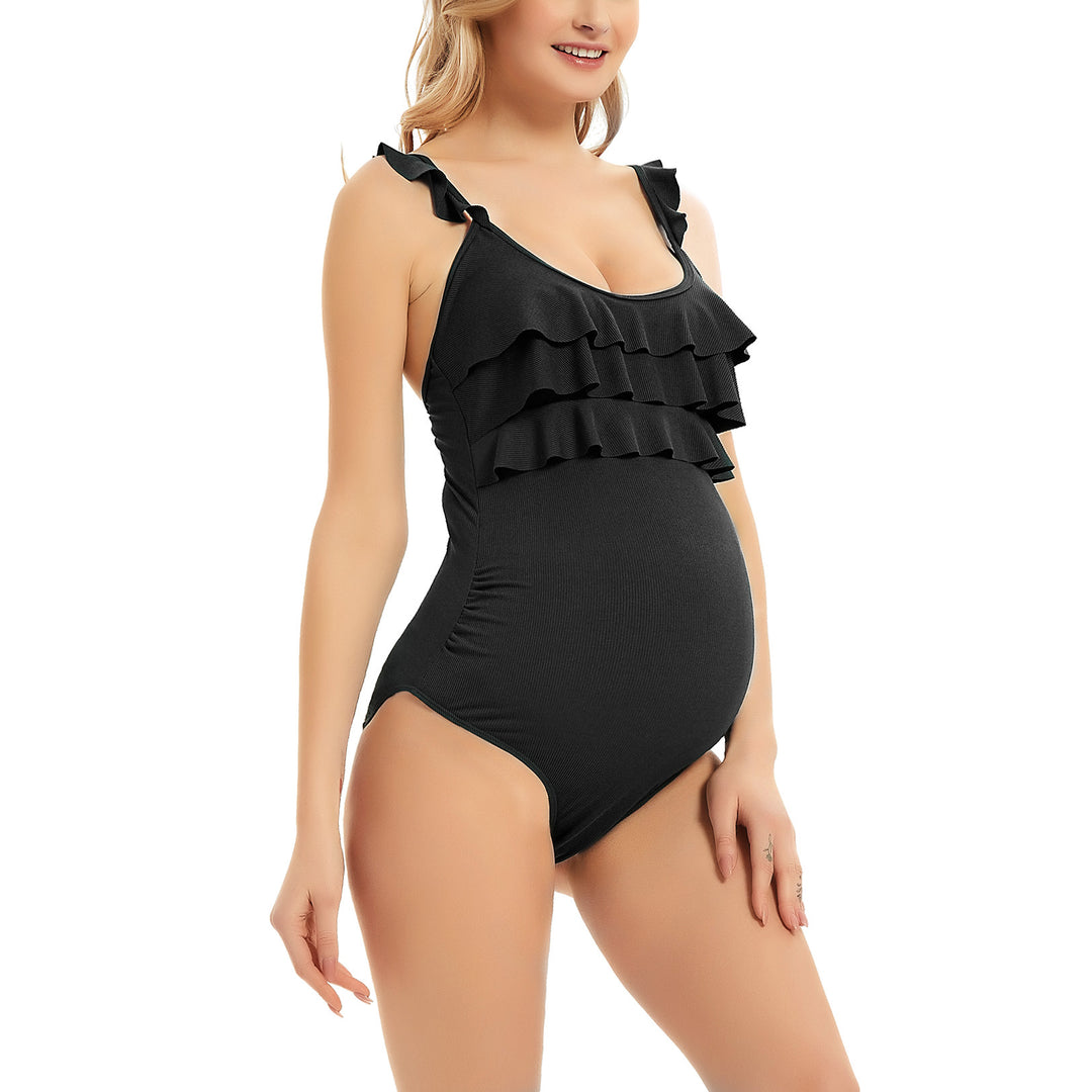 One Piece Three Layers Ruffled Summer Pregnancy Swimwear