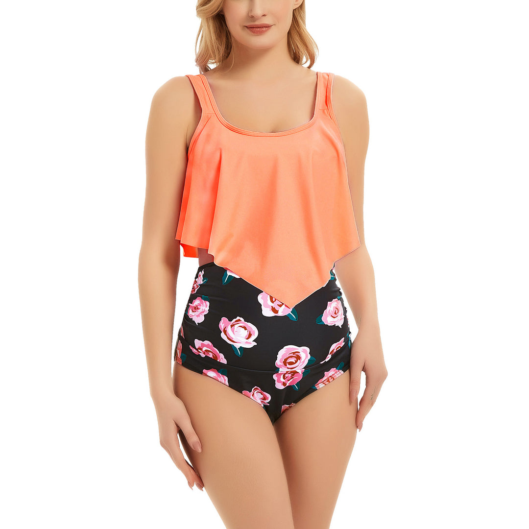 Bhome Ruffled High Waisted Two Piece Swimsuit