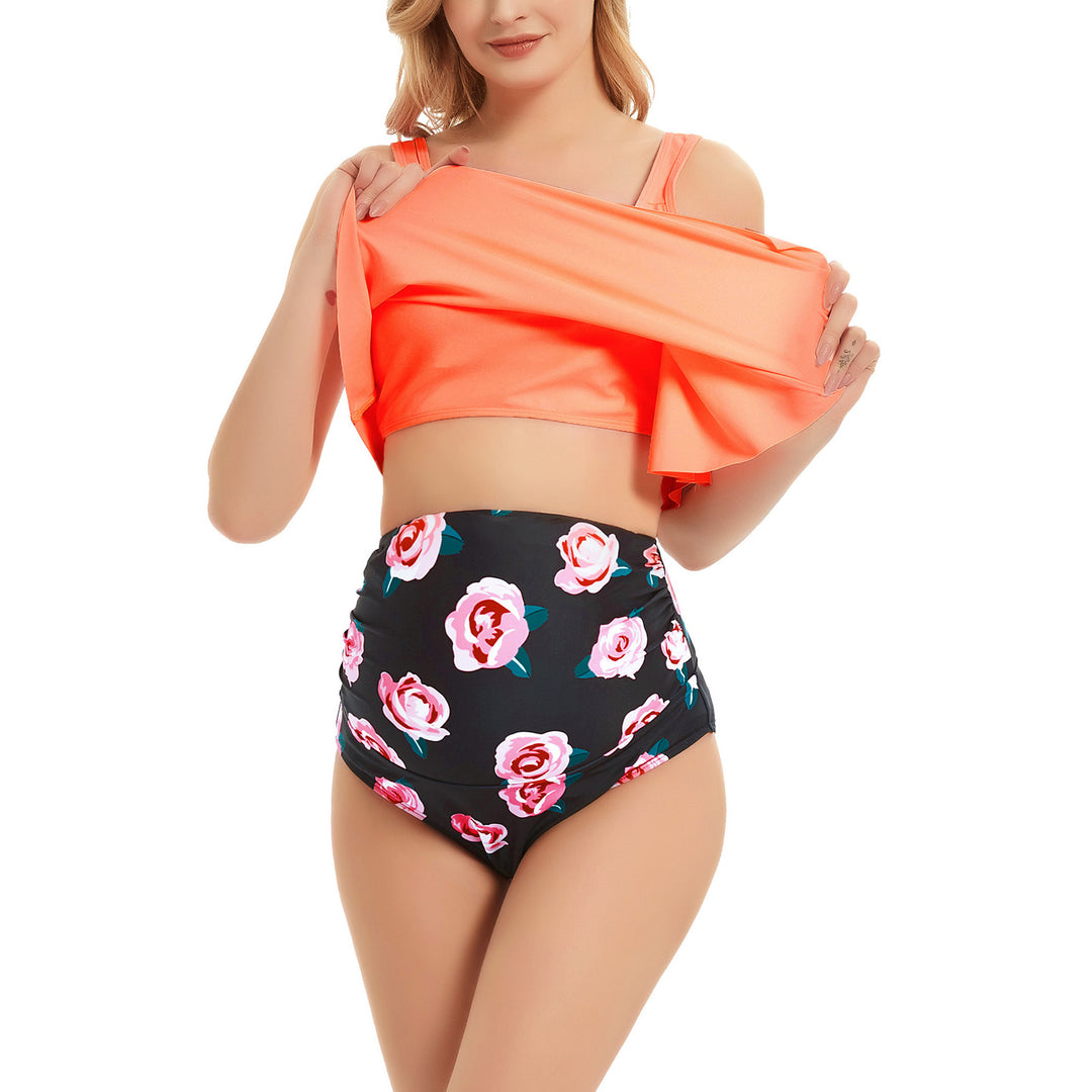 Bhome Ruffled High Waisted Two Piece Swimsuit