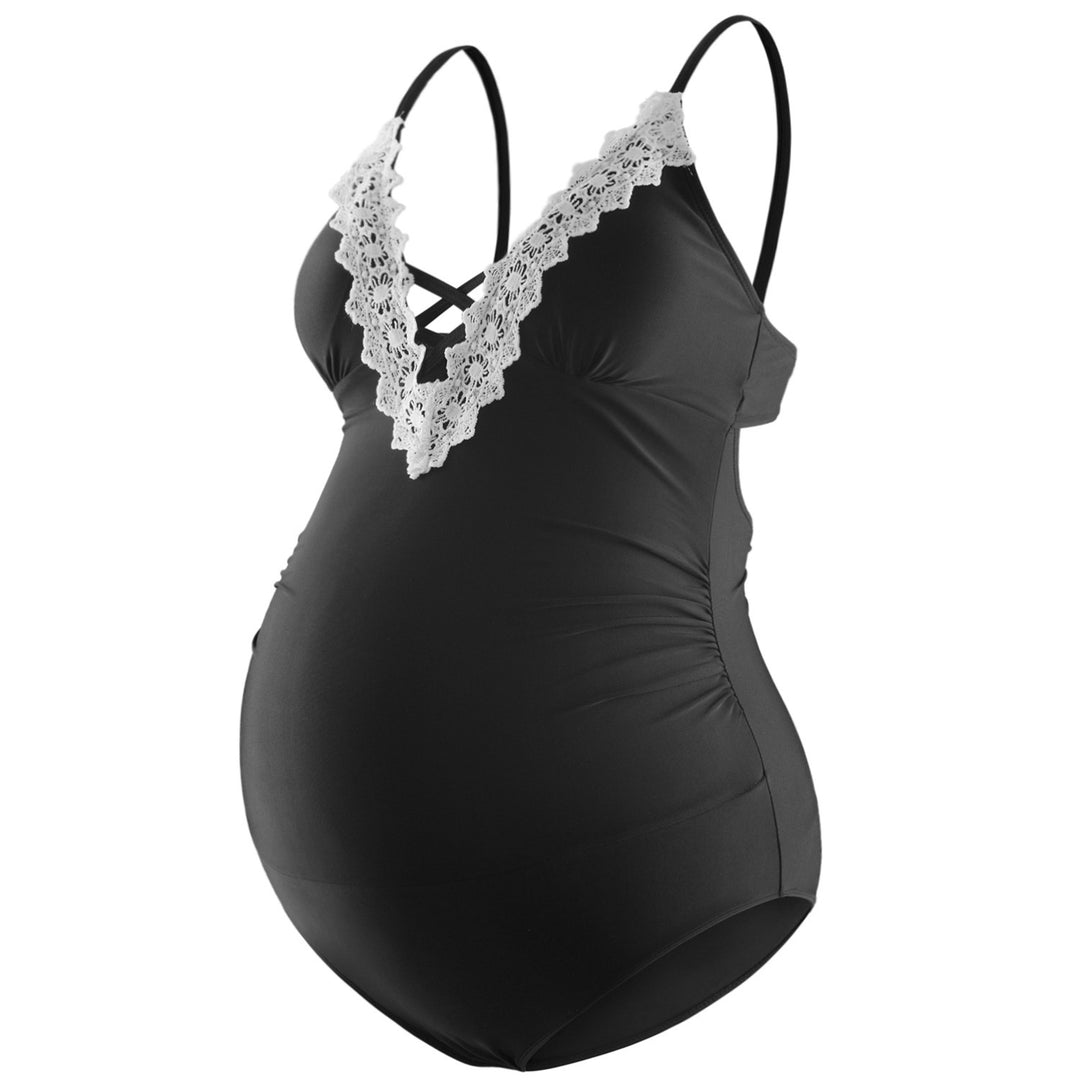 Bhome Straps One Piece Swimwear with Lace Decoration