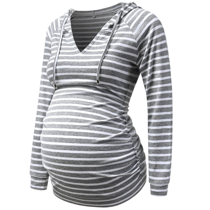 Drawstring Vneck Long Sleeve Maternity Top with Side Ruched
