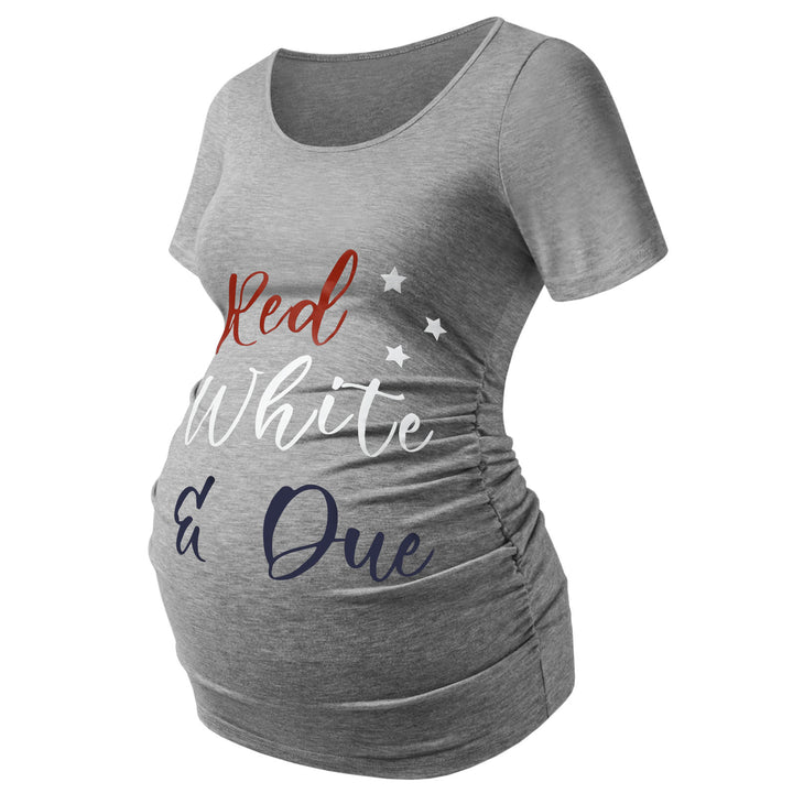 Grey Short Sleeve Maternity Top with Printed Pattern