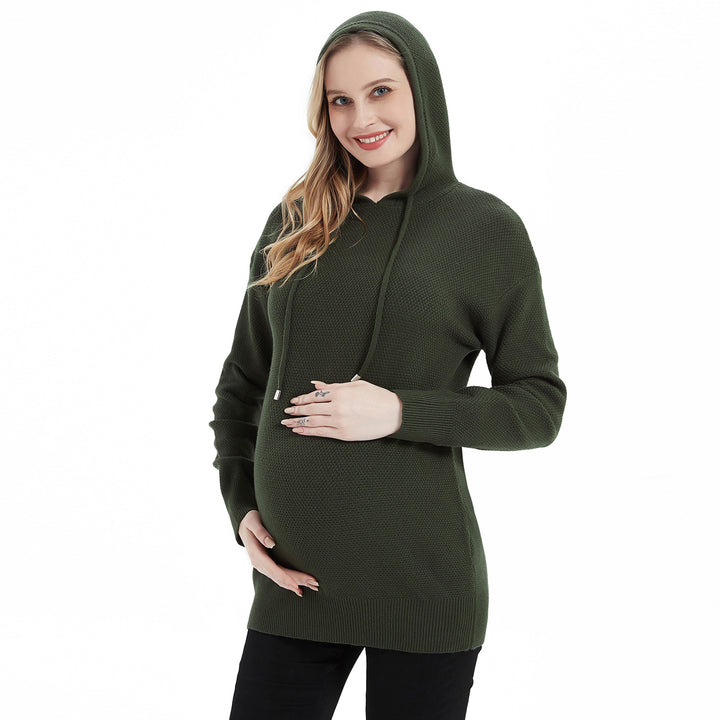 Oversized Long Sleeve V Neck Maternity Sweater Hoodie