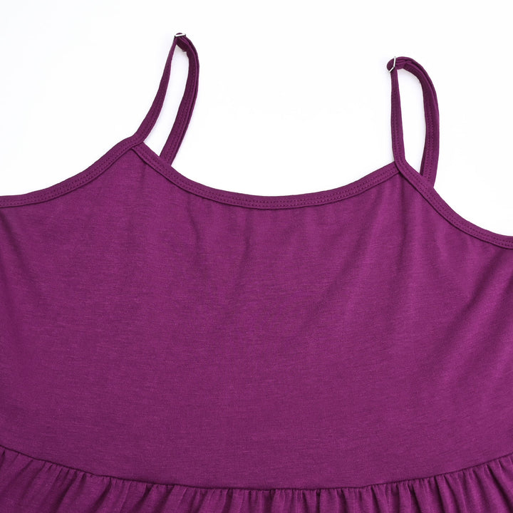 Sleeveless Plain Maternity Dress with Adjustable Straps