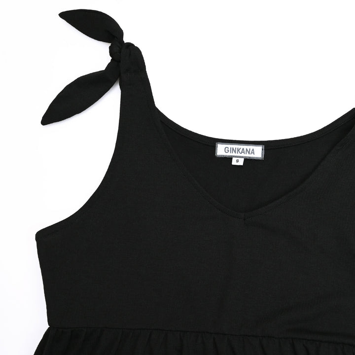 V Neck Sleeveless Maternity Tank Top with Tie Shoulder