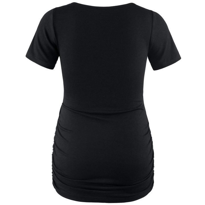 Xmas Style Round Neck Maternity Tops in Short Sleeve