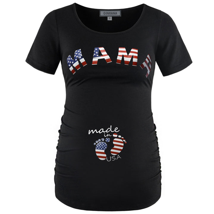 USA Mama Pattern Short Sleeve Maternity Tops
