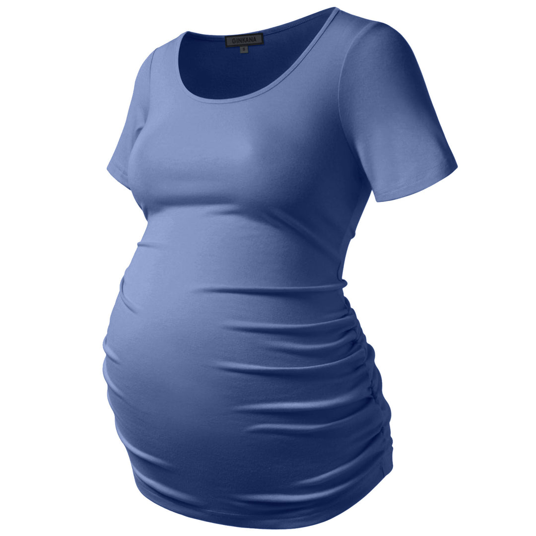 Basic Short Sleeve Maternity Top for Summer