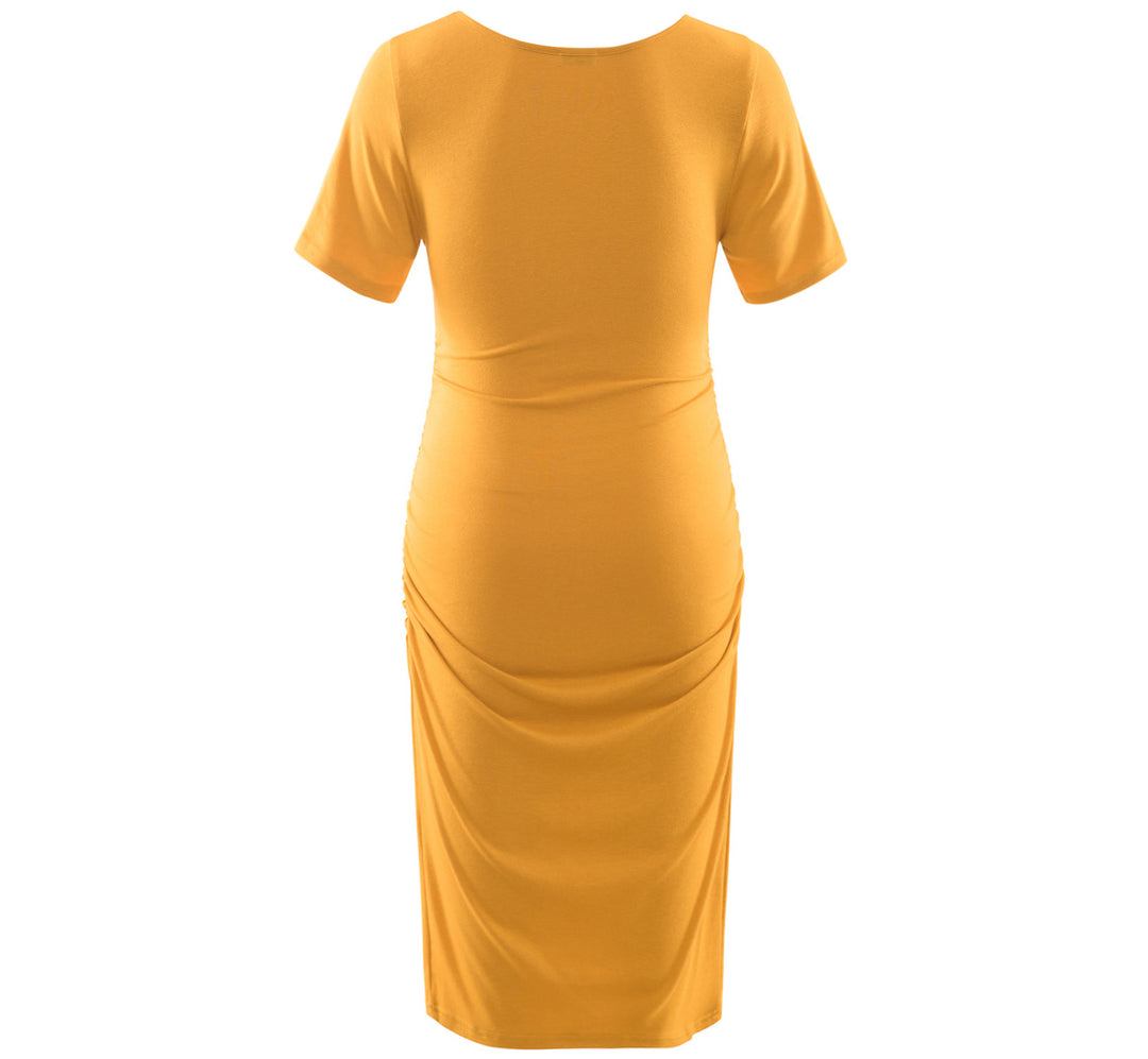 Plain Short Sleeve Ruched Sides Bodycon Dress for Pregnancy