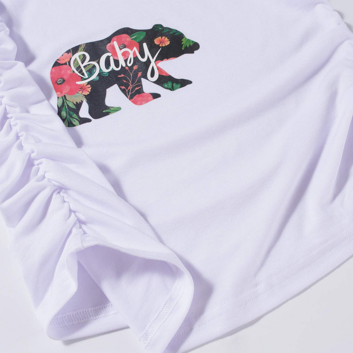 Flower Raglan Sleeve Pregnancy Shirt in Baseball Crew Neck