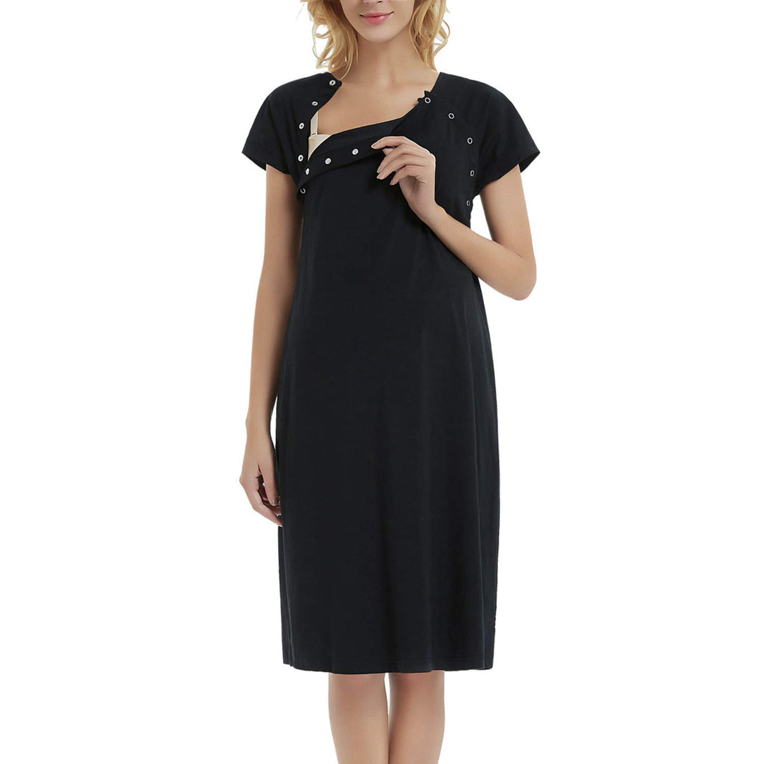 Nursing Gown Nightdress in Plain Color