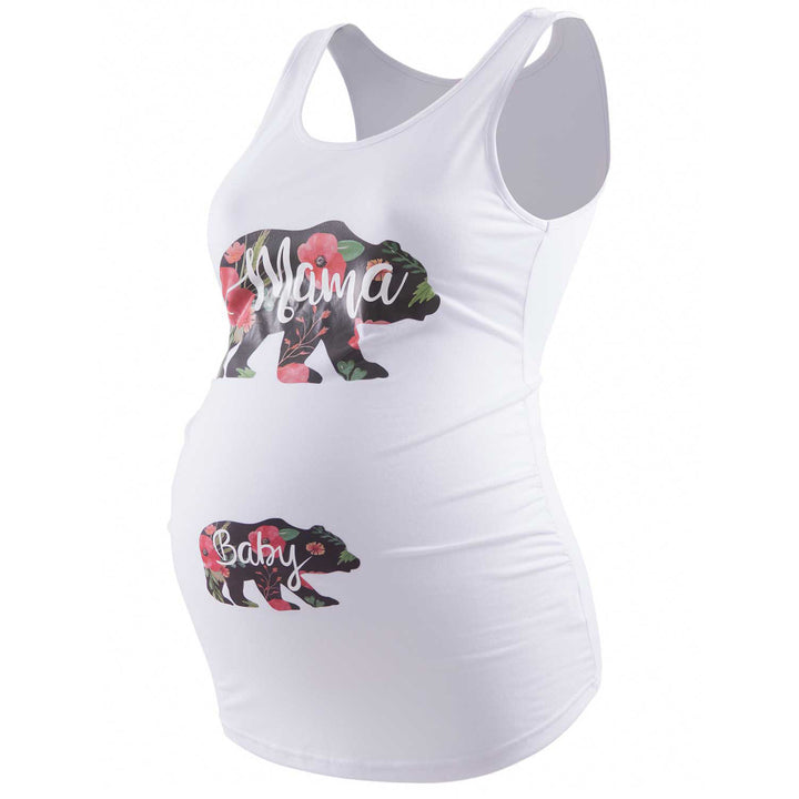 Printed Sleeveless Ruched Maternity Tank Tops