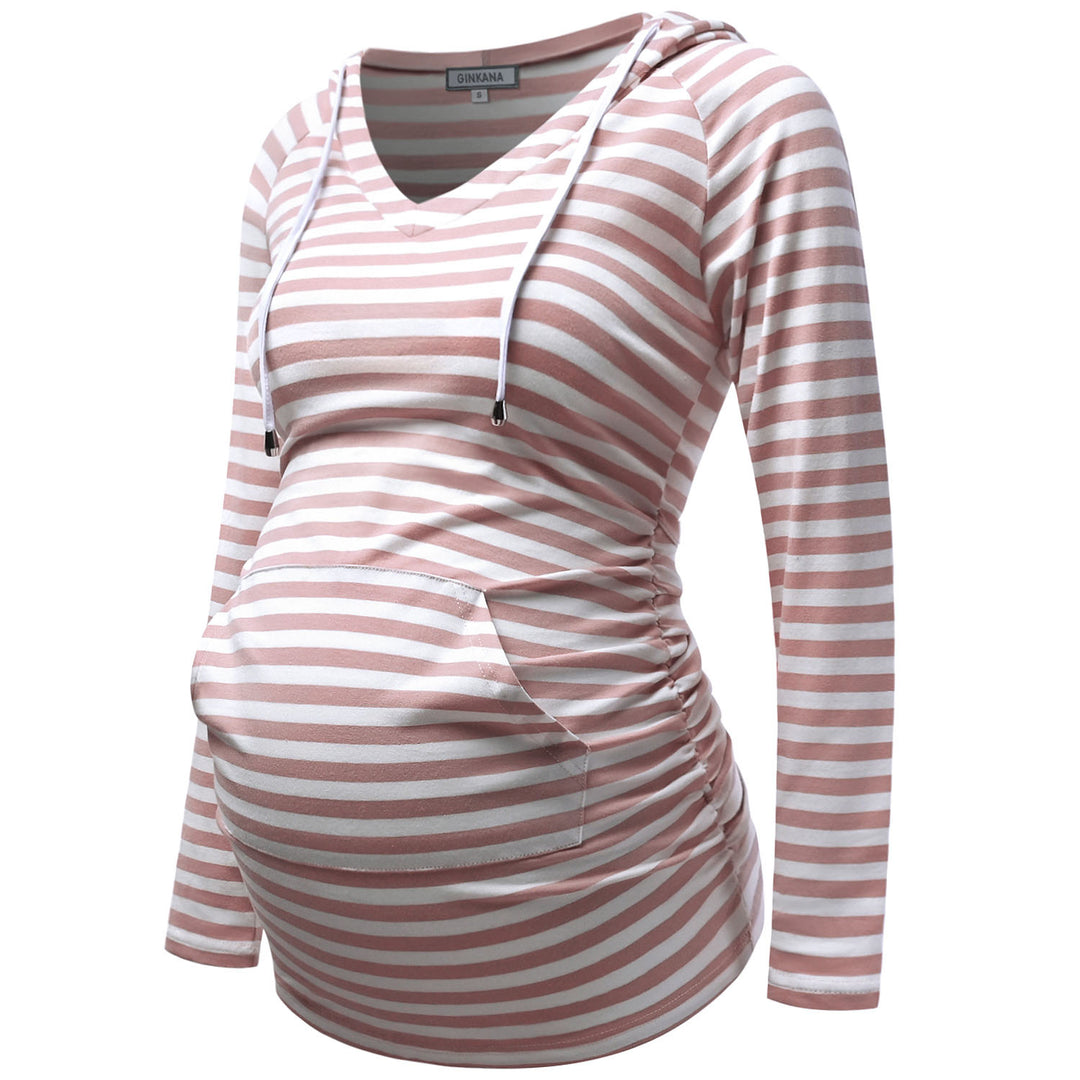 Long Sleeeve Maternity Hoodie for Pregnant Women