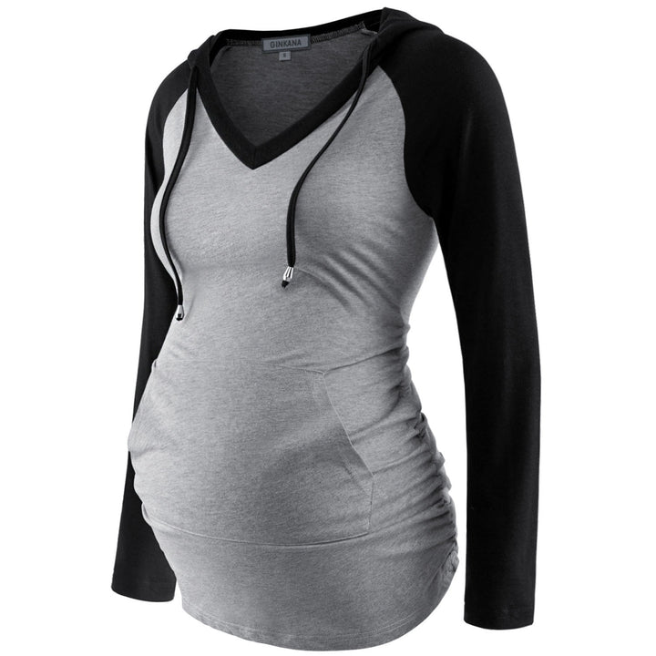Long Sleeeve Maternity Hoodie for Pregnant Women