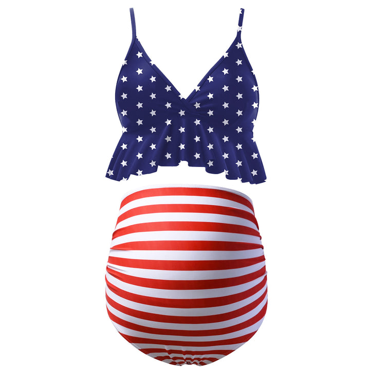 Flag Pattern Maternity Bikini Set