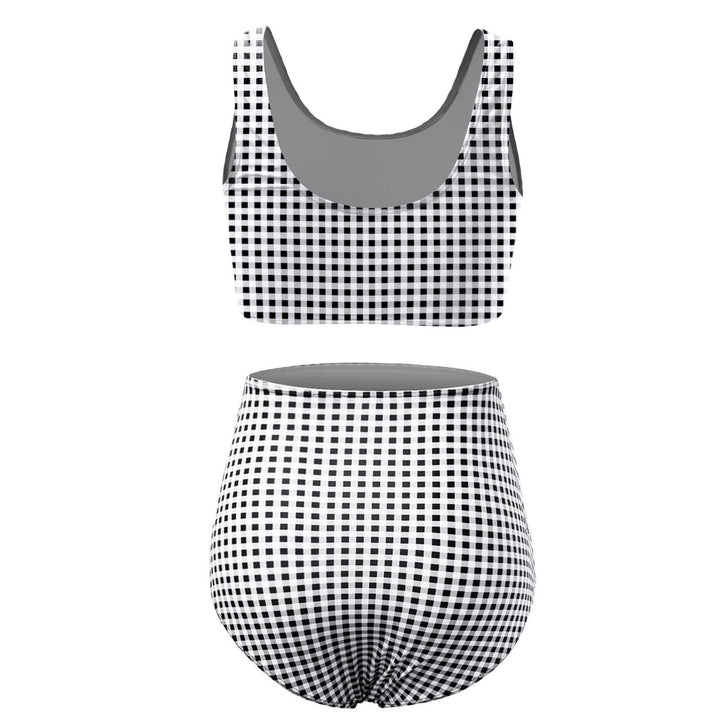 Plaid Pattern Maternity Bikini Set Tie Shoulder Straps Two Piece Swimsuit
