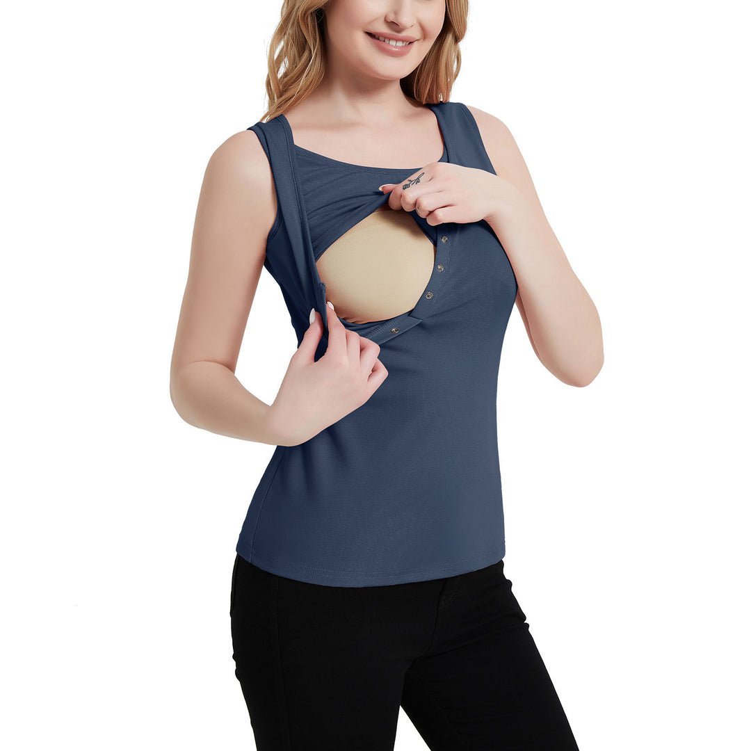 Sleeveless Breastfeeding Tank Top with Buttons